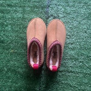 UGG Brown and Red Cozy Slip-Ons